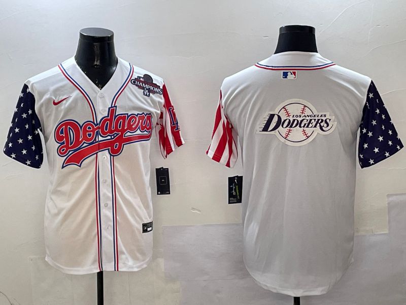 Men Los Angeles Dodgers Blank White a generation of national flags Joint name 2025 Nike MLB Jersey style 26